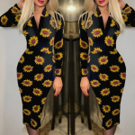 Kadın Uzun Kollu V Yaka Puantiyeli Krep Midi Boy Elbise - Görsel 3