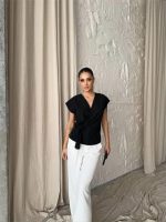 YANDAN BAĞLAMA DETAYLI KOLSUZ BLUZ - Siyah - Görsel 3