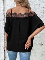 Kadın Askılı Dantel Janjan Krep Bluz - Görsel 3