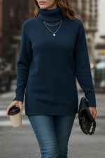 Kadın Uzun Kollu Balıkçı Yaka Triko Bluz - Görsel 3