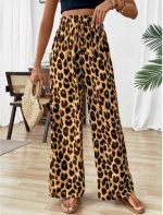 Kadın Süprem Kumaş Beli Lastikli Leopar Desen Pantolon