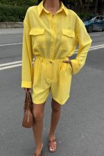 Gömlek Ve Şort Flamlı Keten Takım 10130 - Görsel 3