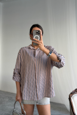 ÇİZGİLİ GÖMLEKKETEN - Antrasit - Görsel 3