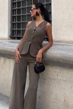 Arkası Bağcıklı Yelek Plazza Pantolon Modal Takım 10202-08 - Görsel 2