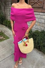 Eteği Gül Detay Madonna Yaka Elbise 2863 - Görsel 3