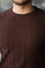 Erkek Bisiklet Yaka çizgi Kabartmalı Uzun Kollu Triko - Görsel 3