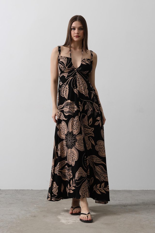 925d2c79e1faf4b290a3 ASKILI VİSCON ELBİSE - Siyah - Görsel 1