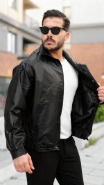 Erkek Içi Astarlı Oversize Deri Ceket - Görsel 3