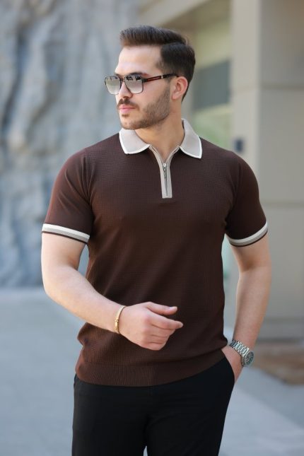 Erkek Renkli Yaka Kısa Kollu Tişört