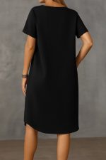 Kadın Kısa Kollu Kayık Yaka Bürümcük Elbise - Görsel 2