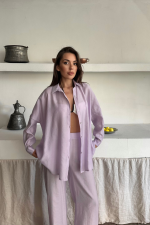 GÖMLEK - PANTOLON TAKIM - Lila - Görsel 3