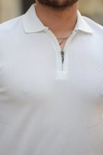 Erkek Fermuarlı Yakalı Kısa Kollu Tshirt - Görsel 3