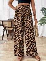 Kadın Süprem Kumaş Beli Lastikli Leopar Desen Pantolon - Görsel 2