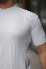 Erkek Desen Dokulu Kısa Kollu Tişört - Görsel 3