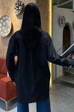 Kalp Nakışlı Ve Düğme Detaylı Oversize Gömlek 3430 - Görsel 3