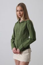 Basic Gömlek - Koyu Haki - Görsel 2