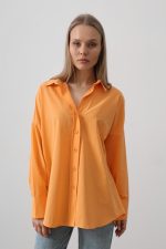 Geniş Manşet Detaylı Gömlek - Kavun - Görsel 2