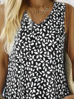 Kadın V Yakalı çiçek Baskılı Salaş Süprem Bluz - Görsel 2