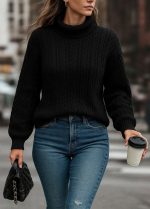 Uzun Kollu Yarı Balıkçı Yaka Triko Bluz