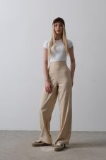 Beli Yarım Lastikli Palazzo Pantolon - Camel - Görsel 3