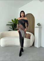 Sevilla Madonna Yaka Tül Elbise - Görsel 3