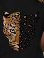 Kadın Kısa Kollu Bisiklet Yaka Desenli Viskon Bluz - Görsel 2