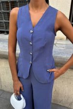 Arkası Bağcıklı Yelek Plazza Pantolon Modal Takım 10202-08 - Görsel 3