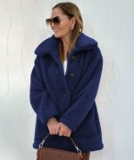 Kadın Uzun Kollu Yakalı önden Düğmeli Welsoft Kaban - Görsel 2