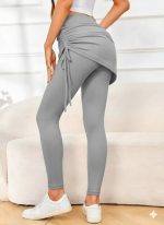 Kadın Yüksek Bel Yandan Büzgülü Alttan Uzun Kaşkorse Tayt Etek - Görsel 2