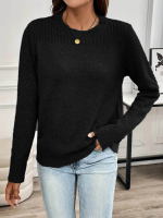 Kadın Uzun Kollu Bisiklet Yaka Triko Bluz - Görsel 2