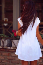 Kadın Kısa Kollu Asimetrik Viskon Kumaş Bluz - Görsel 3