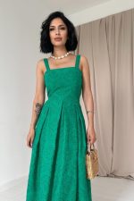 Yeşil Askılı Aparatlı Brode Elbise - Görsel 2