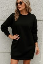 Kadın Uzun Kollu Bisiklet Yaka Iki Iplik Elbise - Görsel 3