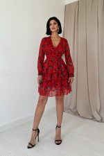 Kırmızı Kat Kat Şifon Elbise - Görsel 2