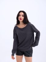 4215 TRİKO ÇİZGİLİ SALAŞ KAZAK-ANTRASİT-SİYAH - Görsel 2