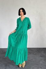 Yeşil Dantelli New Elbise - Görsel 2