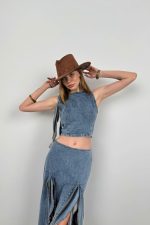 Fırfır Detay Denim Bluz - Görsel 2