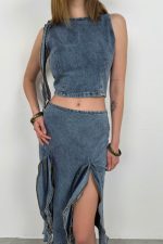 Fırfır Detay Denim Bluz - Görsel 3