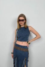 Fırfır Detay Denim Bluz - Görsel 2