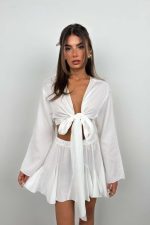 Kayık Yaka Uzun Kol Crop - Görsel 2