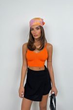 V Yaka Crop Bluz - Görsel 3