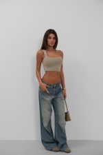 Tek Omuz Crop Bluz - Görsel 2