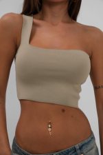 Tek Omuz Crop Bluz - Görsel 3