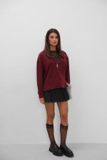 Fermuar Ve Dikiş Detaylı Sweatshirt - Görsel 3