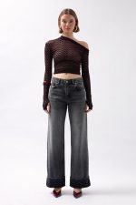 Paça Katlamalı Yüksek Bel Jean - Görsel 2