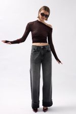 Paça Katlamalı Yüksek Bel Jean - Görsel 3