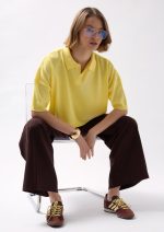 Polo Yaka Crop Dokulu Bluz - Görsel 3