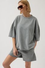 Oversize Lazer Kesim Bisiklet Yaka T-Shirt