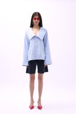 Geniş Yaka Volan Kol Gömlek - Görsel 2