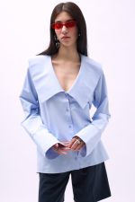 Geniş Yaka Volan Kol Gömlek - Görsel 3